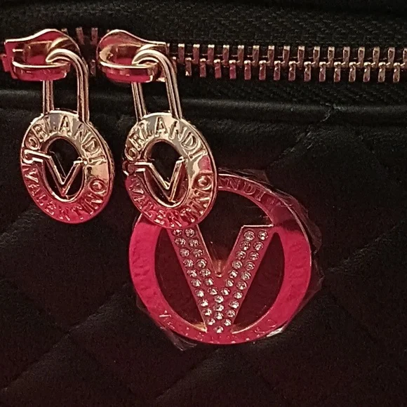 NWT Valentino Orlandi Black Crossbody Bag with Gold Accents - Picture 2 of 7